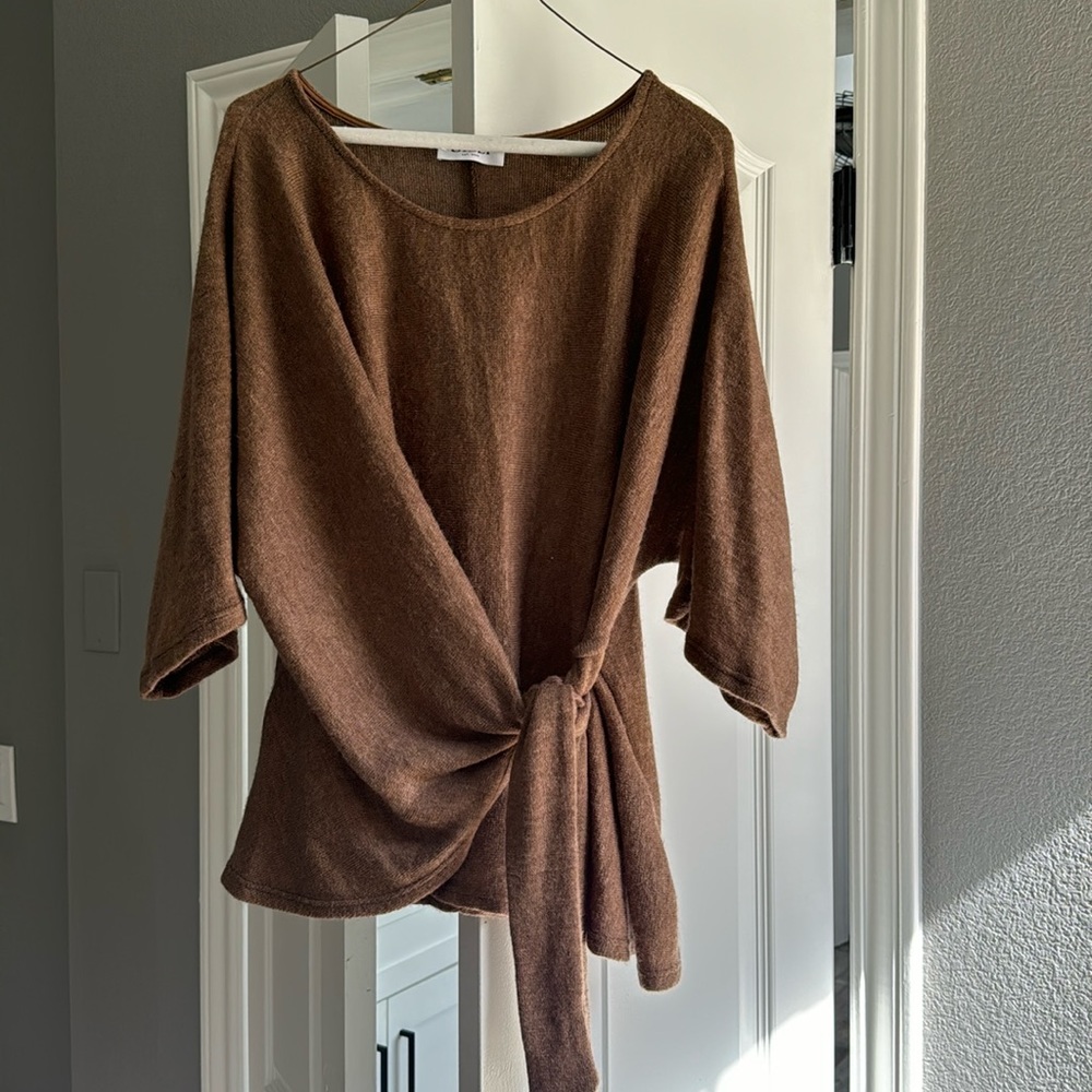 Gilli brand, size S, brown short sleeved wrap sweater